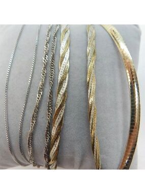 925 & Vermeil Omega Braided Herringbone Box & Singapore Chain Variety 29.2g